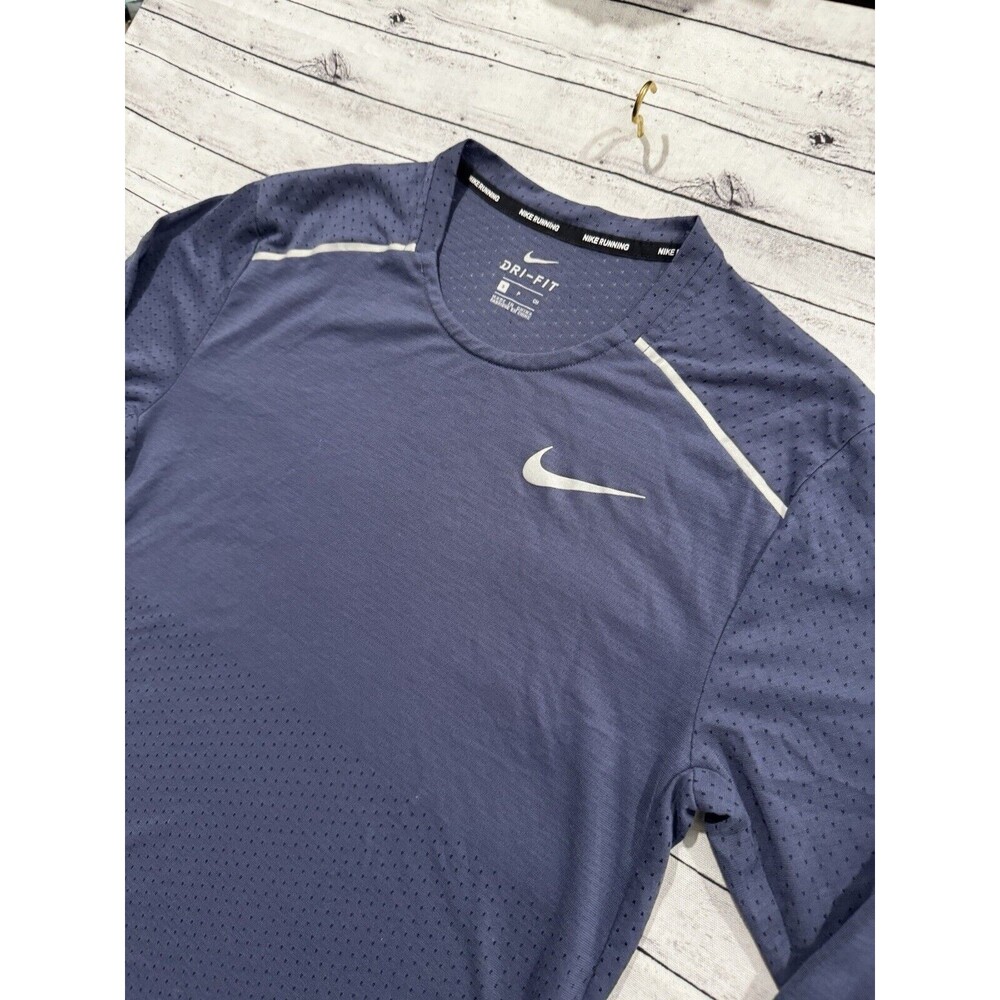 Nike Rise 365 Running Shirt Sz S Blue Reflective Long Sleeve Stretch AQ9923-557 - Picture 9 of 16